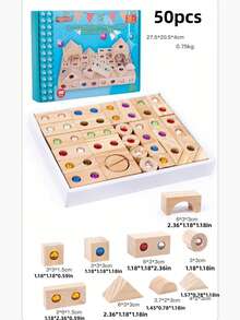 32 件/50 件木制几何宝石积木 - 益智玩具，适合男孩和女孩的完美圣诞礼物