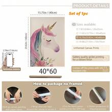 1pc Baby Room Decor Nursery Wall Art.Unicorn Mural, Unicorn Kids Room Decor, Girls Bedroom Mural, Whimsical Unicorn Poster, Kids Room Digital Wall Art, Playroom Decor, Toddler Room Prints, Eclectic Nursery Wall Art.Baby Nursery - Cute And Playful Children's Decor.Various Sizes 20-70cm, Framed Or Unframed Available, Perfect For Baby Room Decor.Home Decor, Summer Wall Art - Multicolor - View 30