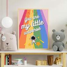1pc Baby Room Decor Nursery Wall Art. Children's Room Wall Decal Art Poster . My Little Universe. Space Travel . Children's Posters, Vintage Cute Inspirational Posters, Children's Gifts . Girls Kids Room Decor, Girls Room Decor, Boho Kids Room Decor - Multicolor - View 1