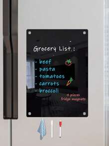 1 pièce de tableau blanc magnétique acrylique 3D noir (avec 1 chiffon efface de couleur aléatoire et 1 stylo blanc et 1 stylo rouge de tableau blanc magnétique inclus), planificateur hebdomadaire/mensuel, tableau de plan vierge, bloc-notes magnétique réutilisable pour réfrigérateur, fournitures scolaires, rentrée scolaire