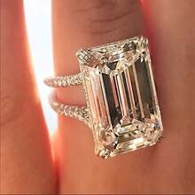 Elegant And Shining Oversized 0.55*0.39 Inch Inlaid Synthetic Zirconia Engagement Ring, Luxury Bridal Wedding Party Accessories, Women'S Jewelry - 彩色 - 查看 7