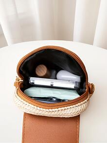 1 件女孩休闲街头风格可爱迷你斜挎手机钱包带零钱包 - 编织面料设计，磁性按扣，涤纶衬里，可调节肩带，适合外出、聚会、度假 - 结构 - 編織手機包 - 查看 6