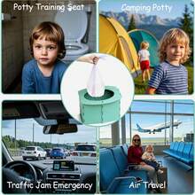 مقعد إفراز صغير محمول للأطفال قابل للطي لتدريب المرحاض، مع أكياس تنظيف قابلة لإعادة الاستخدام، مناسب للتخييم والسفر والأطفال الصغار