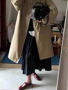 新款春秋季英伦风低帮芭蕾平底系带休闲玛丽珍鞋 [请根据尺码表选择大一码] - 紅色 - 查看 6