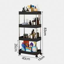 4-Tier Rolling Utility Cart - Slim Storage Cart For Bathroom Kitchen Narrow Spaces - Black - View 2