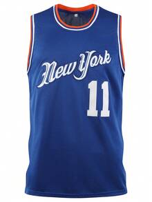 Atonmore Maillot de basket pour hommes, n°11 bleu, débardeur de basketball avec broderie et cousu - Bleu azur - Voir 2