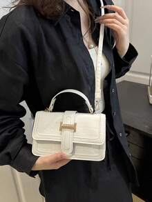 2025年秋季女士鳄鱼纹手提包单肩包，时尚单肩斜挎包 - 米色 - 查看 6