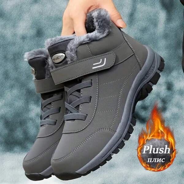 2025 Winter Men's Fashion Anti-Slip Fleece Snow Boots, Thick Cotton Padded Warm Short Boots, Couple Matching Boots