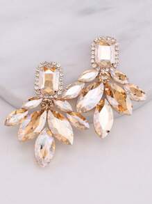 ACEHLN Elegant Copper Alloy Teardrop Angel Wings Dangle Earrings With Sparkling Rhinestones Perfect For Daily Wear, Weddings, And Holiday Celebrations, Everyday Earrings|Teardrop Dangle Earrings|Rhinestone Adorned Earrings