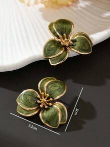 RiGeng 1pair Lovely Seaside Floral Drop Stud Earrings Women2026 - Green - View 3
