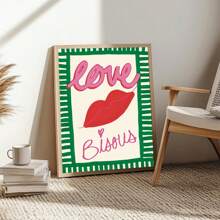 1 Stück Liebe Rosa Poster Wandkunst mittelalterliche Romantik rahmenloses Leinwandbild, vintage Blumen Typografie für Schlafzimmer/Wohnzimmer/Studentenwohnheim, mädchenhafte Party Dekoration & perfektes Valentinsgeschenk (rahmenloses Kunstdruck)