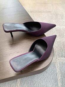 Dép lê satin nữ, dép bít mũi cao gót thanh lịch, đa năng, sang trọng, thích hợp cho tiệc tùng. - Màu tím - Xem 4