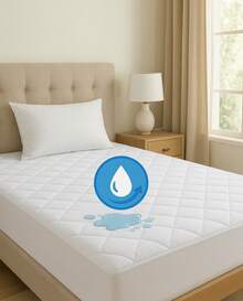 Waterproof Quilted Mattress Cover Protector For Double Beds - 白色 - 查看 1