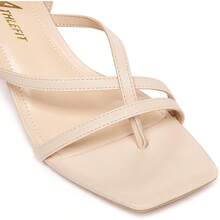 Athlefit Tacones De Mujer Strappy Kitten Heels Square Toe Ankle Strap Sandals Dressy Party Shoes - 裸體 - 查看 3