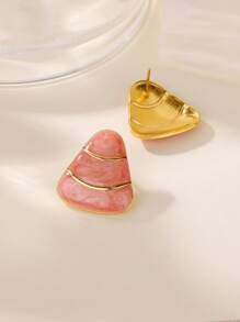 1 par de brincos triangulares esmaltados coloridos para mulheres, banhados a ouro, brincos geométricos de aço inoxidável, joias para piercing