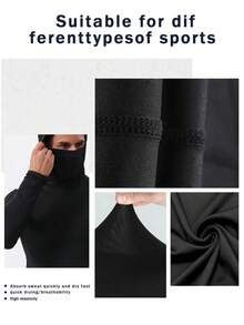 Sudadera deportiva de secado rápido para hombre (paquete de 3) con cubrebocas. Tejido de poliéster transpirable y altamente elástico para gimnasio, running y ropa informal en azul marino, negro y azul oscuro. - Multicolor - Ver 8