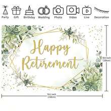 1pc Happy Retirement Backdrop - Eucalyptus Leaves Retirement Party Decorations - Sage Green Greenery Congrats Photo Booth Prop