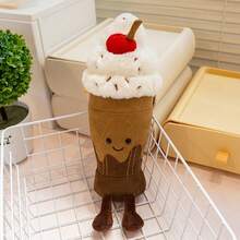 Chocolate Ice Cream Plush Doll Stuffed Doll Pillow Cake, Funny Cold Drink, Milk Tea, Ice Cream Cone, Gift For Girls, Summer - Brown - View 5