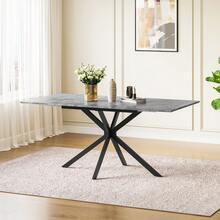Extendable Dining Table And Chairs Set 4, 120-160cm Concrete Effect Table With 4 Grey Upholstered PU Leather Chairs For Dining Room, Kitchen - Concrete Effect Dining Table + 4 Grey Chairs - View 5