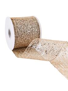 1pc 2m/Pack Christmas Decorative Wire Edge Ribbon, Powder Sprinkled Christmas Ribbon For Home Indoor Decor, Christmas Tree Ornament Home Decor Christmas Decorations Room Decor Winter