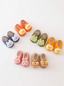 1 par de nuevos calcetines para bebé antideslizantes de diseño de tigre, conejo y pollito, para otoño/invierno, cómodos y transpirables para uso diario de infantes, con un diseño adorable y suave