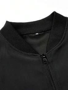 Men's Bomber Jacket Lightweight Casual Spring Fall Windbreaker Softshell Coat With Pocket - Black - View 6