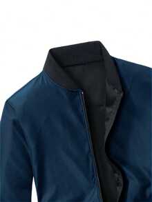 Men's Softshell Jacket: Lightweight Casual Style, Suitable For Spring & Fall, Windproof With Pockets - 藏蓝色 - 查看 5