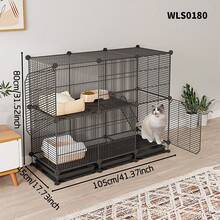 Multi-Layer Cat Cage With Litter Box, Indoor Cat Furniture, Pet Cat Home, Small Size - Multicolor - View 5