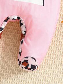 1pc Baby Girls Leopard Print Bowknot Cute Kitten Pattern Jumpsuit - Pink - View 6