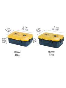 1 pieza Caja de almuerzo rectangular dividida, caja bento portátil para estudiantes y trabajadores de oficina, apta para microondas - Amarillo - Ver 2