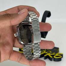 Men's Retro Vintage Classic Square Silver/Blue Watch - MCS PRATA / 玫瑰 - 查看 5