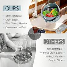 4-1 Strainer Bowl With Lid Set - Strainers And Colanders - Colanders For Kitchen - Food Strainer With Graters & Spoons - Fruit Washing Bowl With Colander Pasta Rice Strainer For Veggie Wash - Blue - Blue and White - View 6