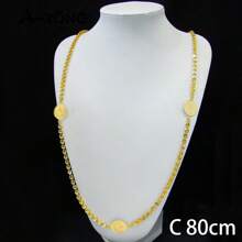 Collar largo de boda diseño árabe chapado en oro 21k, joyas islámicas de Dubai para mujeres, novias, compromiso y fiestas, joyería italiana