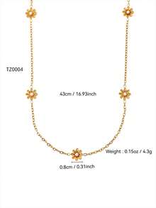 TONSI 1 chiếc dây chuyền mặt dây chuyền hình hoa cúc bằng thép không gỉ mạ vàng 18K, sang trọng, quyến rũ, cổ điển, tối giản, thời trang, retro cao cấp, phù hợp cho mùa hè, kỳ nghỉ, du lịch, công sở, mặc hàng ngày, tiệc tùng, tụ họp dành cho phụ nữ. - Vàng - Xem 6