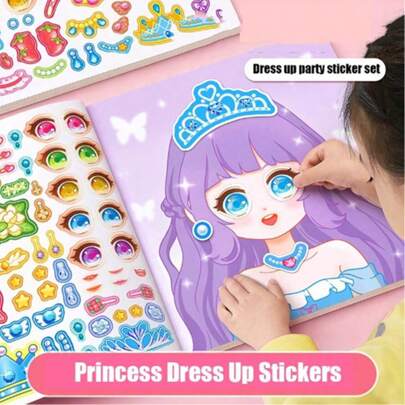 Makeup Stickers For Children And Girls, Educational Toys For Children Aged 3 To 6, Beautiful Princess Dress Up Stickers, Makeup Show Stickers, DIY Dress Up School Children's Gifts, Toy Makeup Books, Princess Dress Up Stickers, Book Toys, Children's Educational Toys For Girls, Beautiful Girls