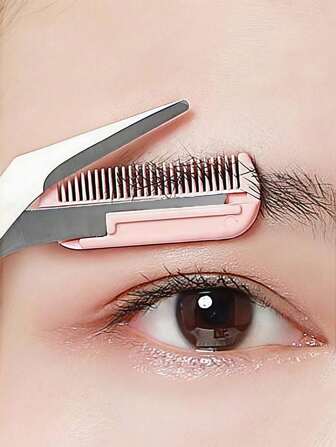 Pink Eyebrow Scissors With Comb,Eyebrow Razor Set Long Handle Blade With Precision Cover Women Eyebrow Shaping Tools Suitable For Or Travel Use,Hair Products And Accessories For Barber Salon Beauty Travel Essentials,Easy To Carrying, Set For Travel, Travel Goods, Vacation, Beach, Gift For Women&Girls