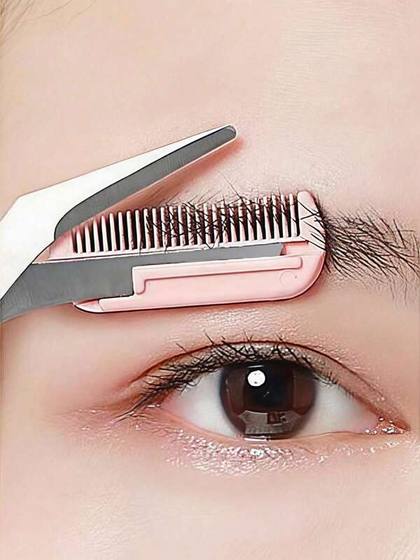 Pink Eyebrow Scissors With Comb,Eyebrow Razor Set Long Handle Safety Blade With Precision Cover Women Eyebrow Shaping Tools Suitable For Or Travel Use ,Hair Products And Accesories For Barber Salon Beauty Travel Essentials,Easy To Carrying, Set For Travel, Travel Goods, Vacation, Beach, Gift For Women&Girls