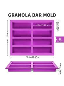 Große rechteckige Granola Bar Silikon Form 8 Spalten Nährboden Müsli Bar Formen, Energie Bar Make für Muffin, Brownie, Maisbrot, Käsekuchen, Pudding, Kuchen und Seife