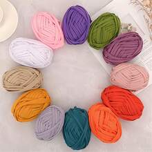 1 Pc T-Shirt Yarn, 7 Oz/200g, 72 Yd/66m Elastic Fabric Crochet Knitted T-Shirt Yarn, Thick Polyester Ribbon Used For Crochet/Woven Bags, Baskets, Carpets, Home Decor, DIY Crafts - Multicolor - View 4