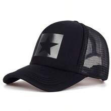 1pc Men's Star Print Baseball Cap, Adjustable Five-Pointed Star Trucker Hat, Casual Mesh Cap For Spring, Autumn, Outdoor, Travel, Beach, Party - Multicolor - View 6