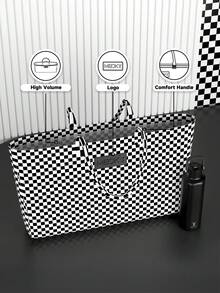 Bolsa de yoga y gimnasio para mujeres y hombres - Bolsa deportiva impermeable de gran capacidad, bolsa de viaje ligera para fitness, pilates, natación, uso diario y al aire libre - Blanco y Negro - Ver 3