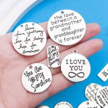 Mix 33pcs Alloy Antique Silvery Circular Letter Plates And A Series Of Charming Pendants Accessories, Suitable For DIY Necklace, Earring, Keychain Jewelry Making Fashion Accessories.