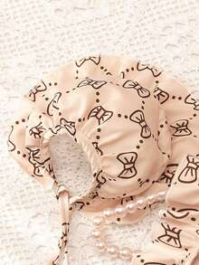 Cute Cat & Dog Allover Print Hooded Jumper Dress With Bow Decor - Apricot - View 8