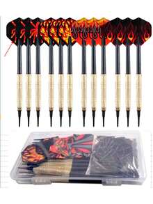 12 支软尖飞镖，电子飞镖，24 种可更换火焰飞行图案和 100 种额外提示，铜氨纤维材质，成人飞镖，适合 14 岁及以上人士 - 彩色 - 查看 8