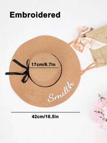 1 件，定制大檐太阳帽，沙滩太阳帽，个性化刺绣名字户外帽，单身派对沙滩帽，夏季防晒，面部和颈部防晒，时尚沙滩草帽，伴娘沙滩帽，定制女士太阳帽，单身派对，蜜月，泳池，婚礼装饰礼物 - 彩色 - 查看 10