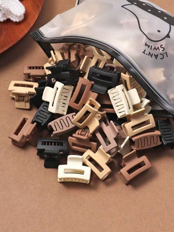 50pcs Mini Portable Hair Clips - Fashionable Hollow Design, Candy Colors, Safe For Women & Girls - Stylish Daily Accessory, Ideal Gift Set, Random Colors