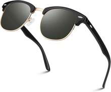 Polarized Semi Rimless Sunglasses For Men Women, Classic Retro Shades Half Frame Driving Sun Glasses UV Protection - Green - View 1