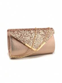 Clutch Bags V Design Metal Chain Glitter Sequined Evening Bags With Envelope Party Wedding Casual Lady Handbags Banquet Dinner Purse