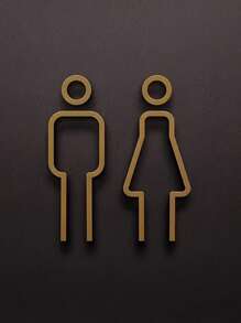 1pc 3D Acrylic Restroom Sign, Unisex - Black And Golden, Easy Door Mount For Hotels And B&Bs, Men's Restroom Women's Restroom Bathroom Wall Stickers Signage Toilet Door Sign WC Signage, Home Decor, Restroom Decor