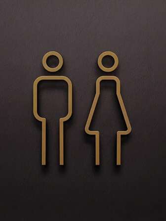 1pc 3D Acrylic Restroom Sign, Unisex - Black And Golden, Easy Door Mount For Hotels And B&Bs, Men's Restroom Women's Restroom Bathroom Wall Stickers Signage Toilet Door Sign WC Signage, Home Decor, Restroom Decor